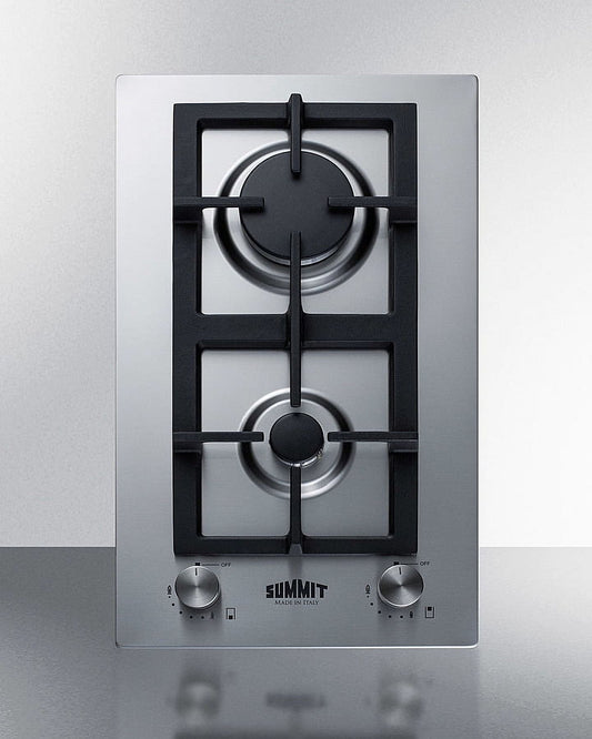 12in Wide 2-Burner Gas Cooktop In Stainless Steel