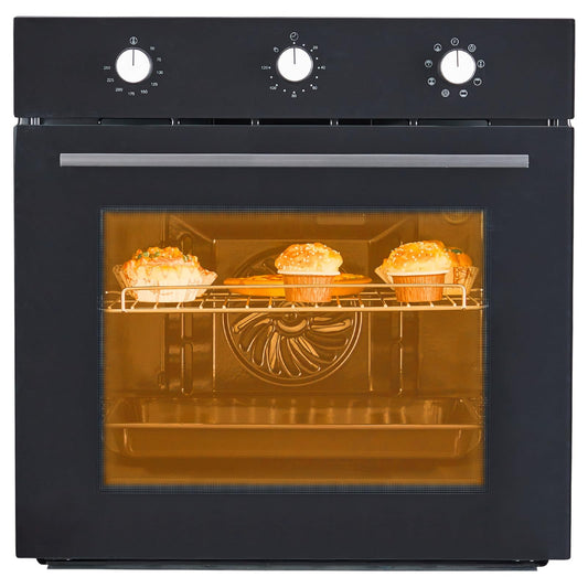 2024 New Single Wall Oven 24in , Built-in Electric Ovens with 8 Cooking Mode, 3000W, 240V, 2.5 CF Convection Built-in Oven, Stainless Steel, Mechanical Knob Control, Transparent Window