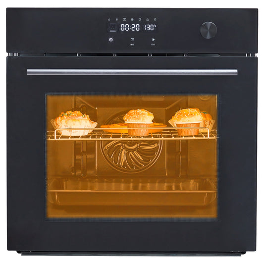 2024 New Single Wall Oven 24in Electric, 3000W Gas, 8 Cooking Functions, Convection Cooking, Touch Screen & Mechanical Knobs, Stainless Steel Built-in 2.5 Cu.ft.