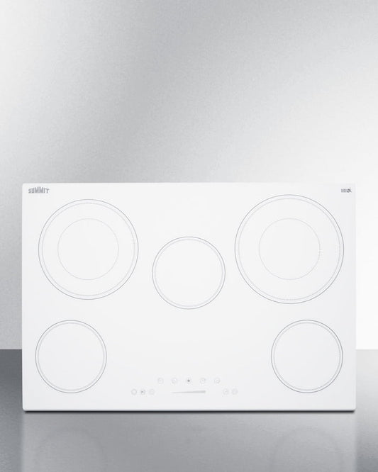 30in Wide 208-240V 5-Burner Radiant Cooktop, White