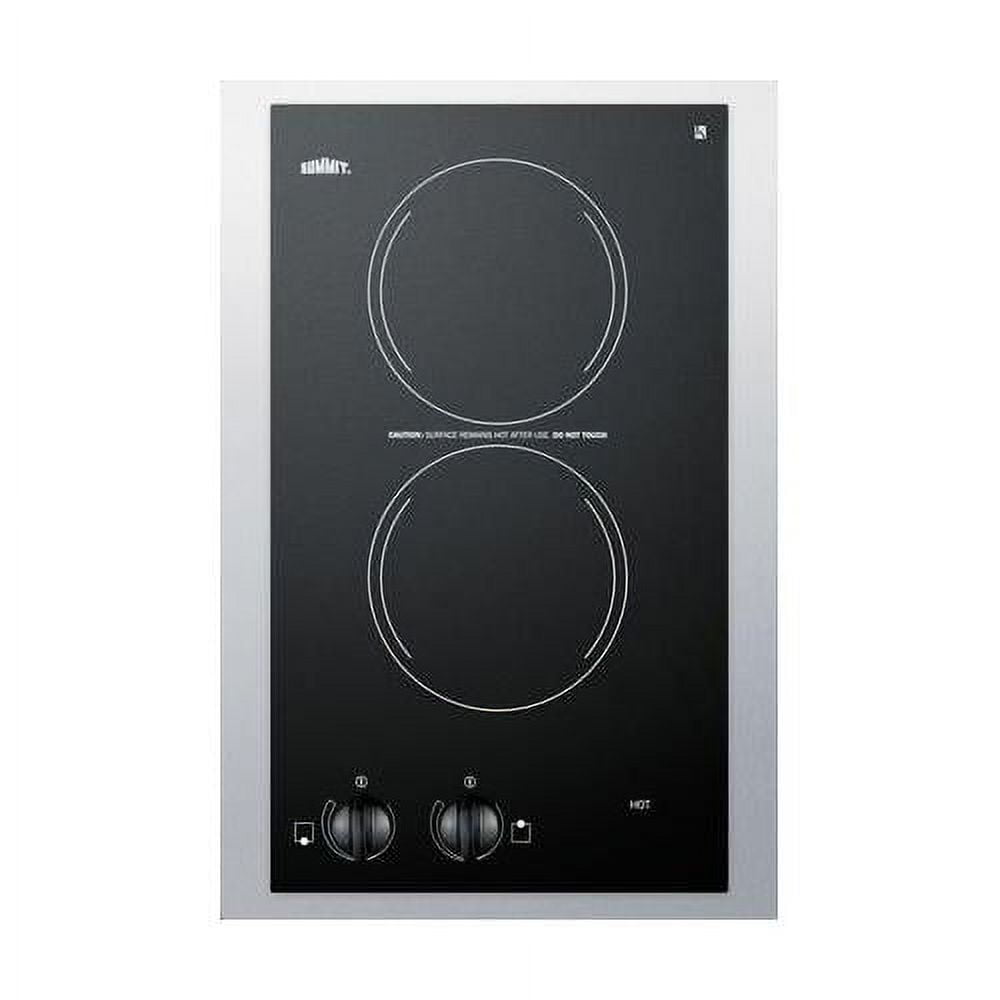 15in Wide 230V 2-Burner Radiant Cooktop, Black, Knob