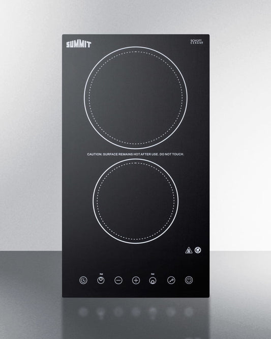 12in Wide 230V 2-Burner Radiant Cooktop, Digital Touch